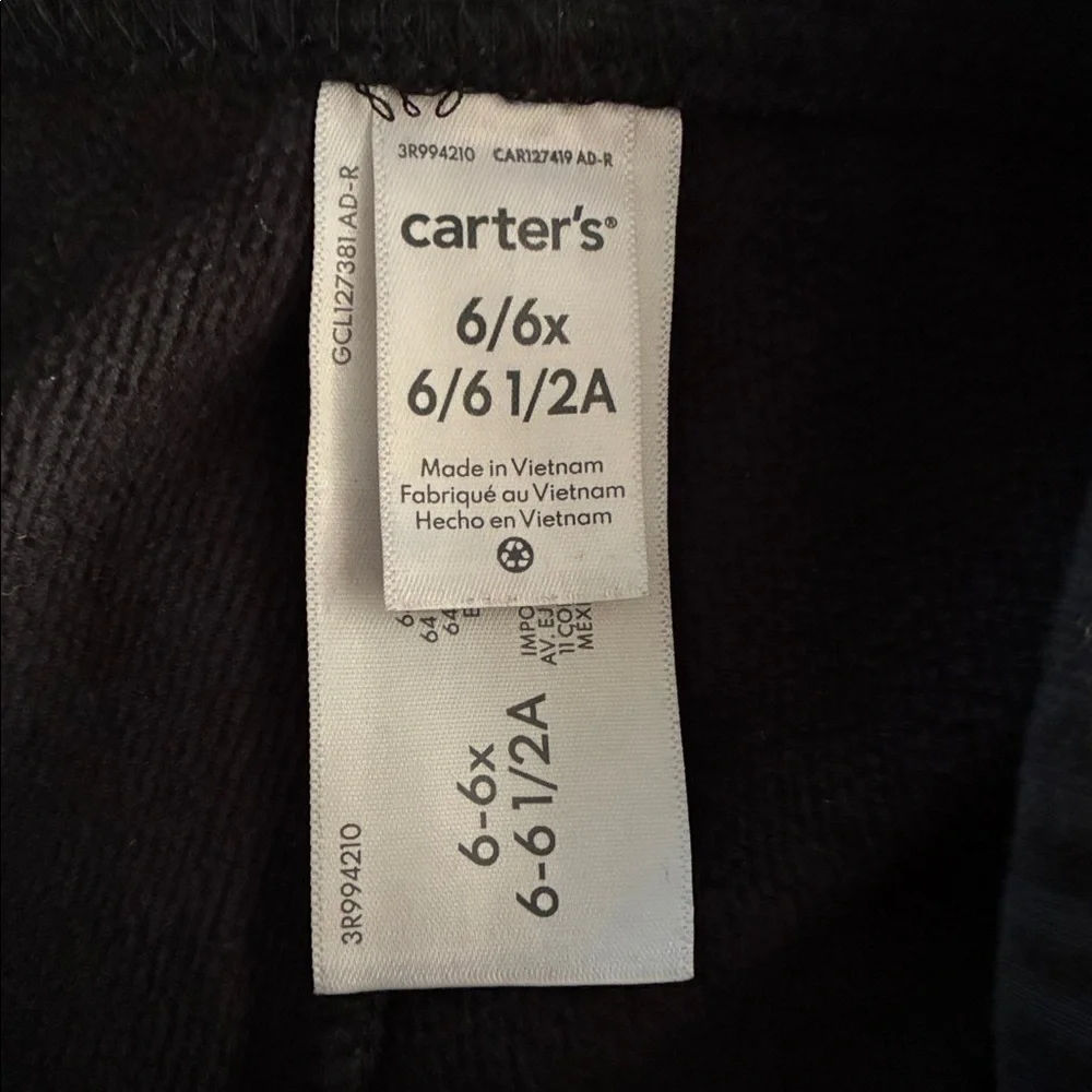 Carter's Black Fleece Leggings Set Sz 6/6X